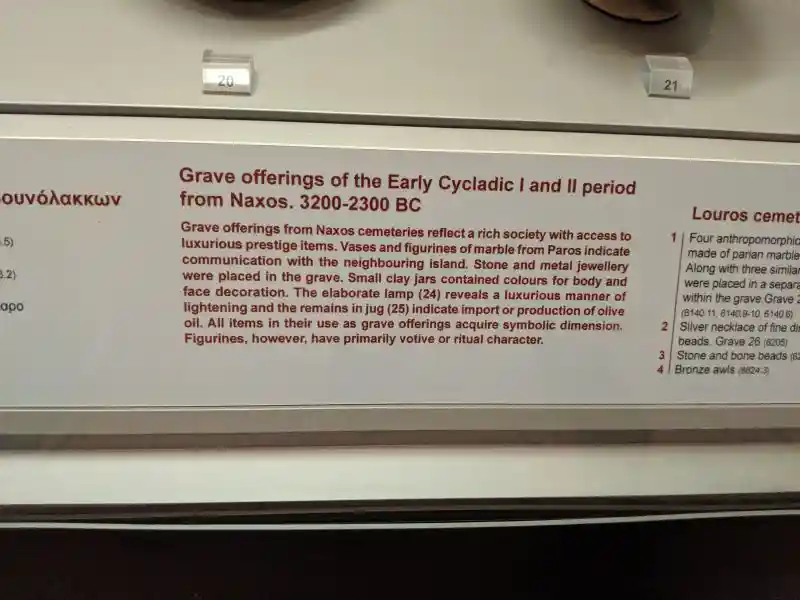Early Cycladic I-II grave offerings from Naxos with marble, clay, and metal items